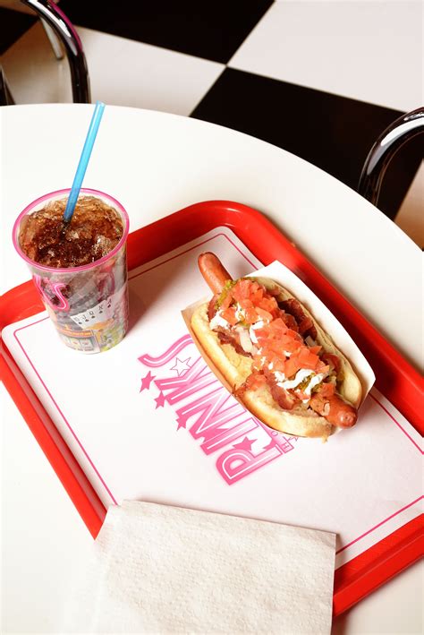 Pink's hot dog las vegas - Jun 13, 2009 · Hollywood’s landmark Pink’s Hot Dogs will soon be serving up its famous dogs in Las Vegas.. The hot dog hotspot will be opening in Planet Hollywood’s Miracle Mile Shops this August. Pink’s ... 